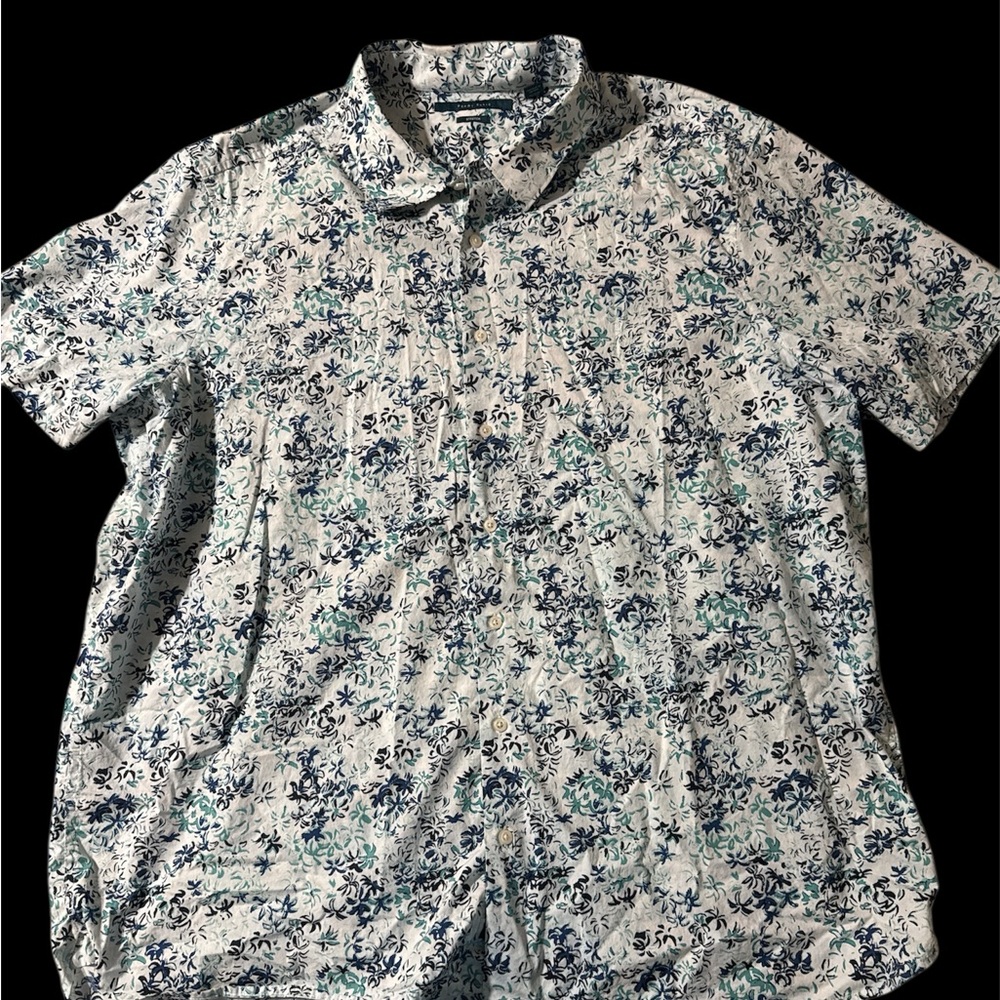 Men’s Perry Ellis Floral Blue and White Men's Shirt